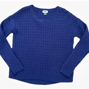 Royal Blue Crochet Knit Pullover Sweater L